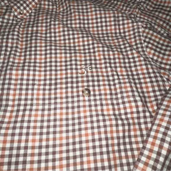 Three Forks Men’s Button Down Shirt  Check Plaid Size  Large Burnt Orange Brown - Picture 6 of 6